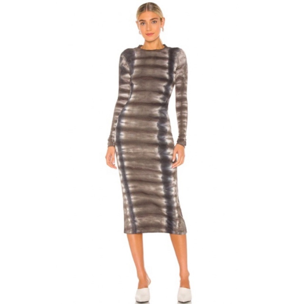 Young Fabulous & Broke ‘Dax’ Midi Dress Green Tie Dye Long Sleeve Dress